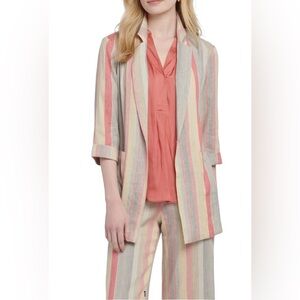 NIC+ZOE NWT Sweet Clover Striped Suit Set Blazer M & Pants 12 Set